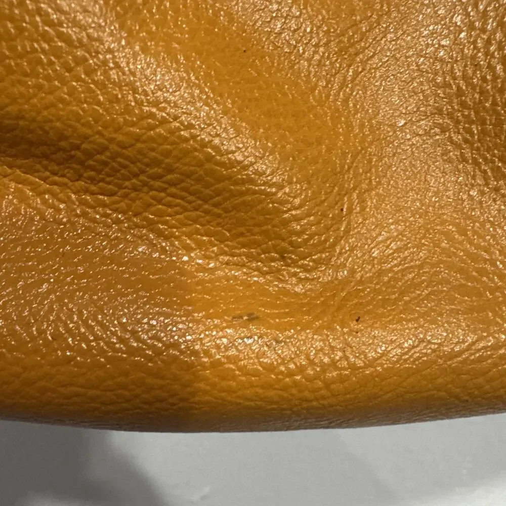 Nine West Large Faux Pebbled Leather Satchel Shoulder Handbag Mustard Yellow